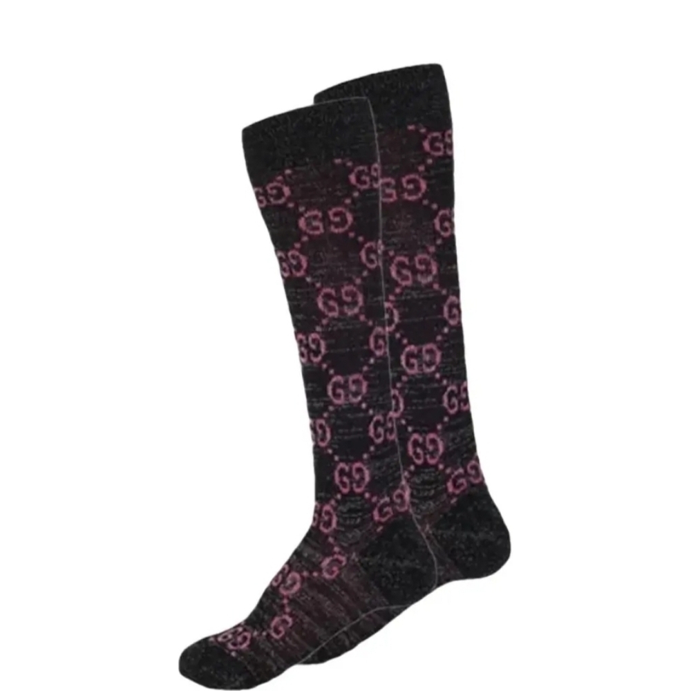Gucci Women's Black and Pink GG Socks